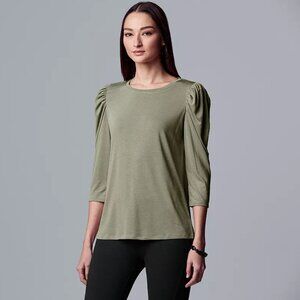 Women's Simply Vera - Vera Wang Puff 3/4 Legnth Sleeve Tee - Olive M